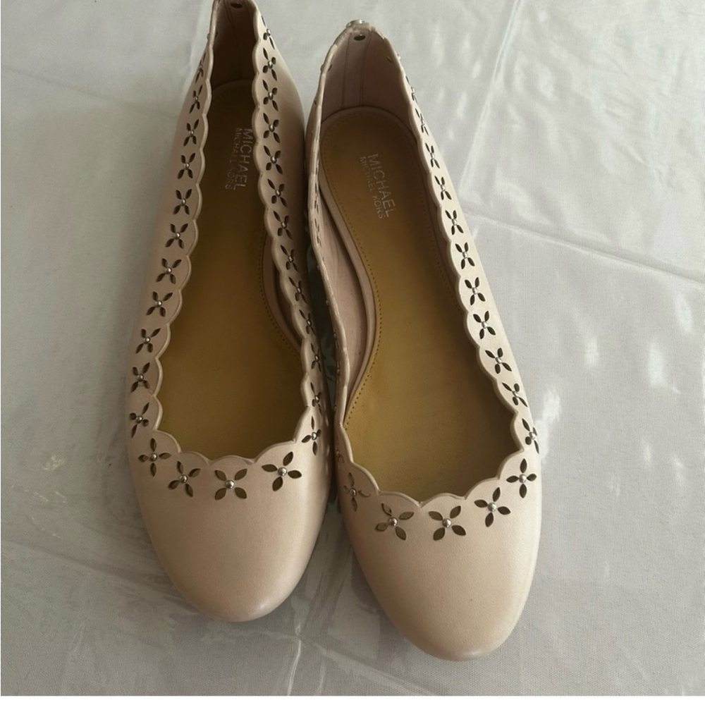 Michael Kors THALIA Light Soft Blush Pink Floral Flats Shoes Size 7M coquette